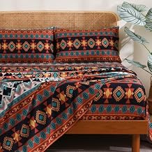 CozySmile 4 Pieces Queen Sheet Set Bohemian, Boho Sheets Soft Microfiber Deep Pocket, Western Sheets Geometric(Queen, Multicolor Tribal)