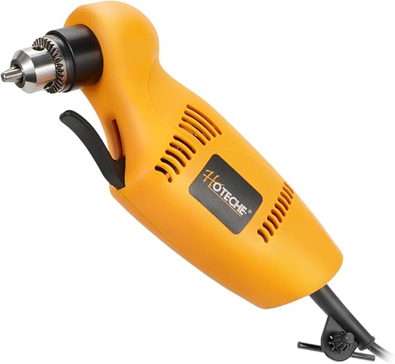 Hoteche 3/8-Inch Right Angle Drill, 3.8A Electric Corded Power Drill with Variable Speed 0-1400 RPM, Forward & Reverse Switch, Compact Design for Tight Spaces