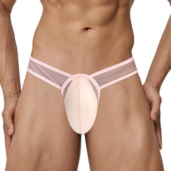 Men's Sexy See Through Underwear Low Rise Bugle Pouch Bikini Briefs