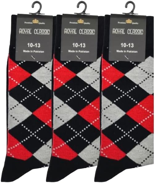 Mens Argyle Dress Socks Groomsmen Wedding 3-pairs 10-13 Pink - Purple - Christmas Red