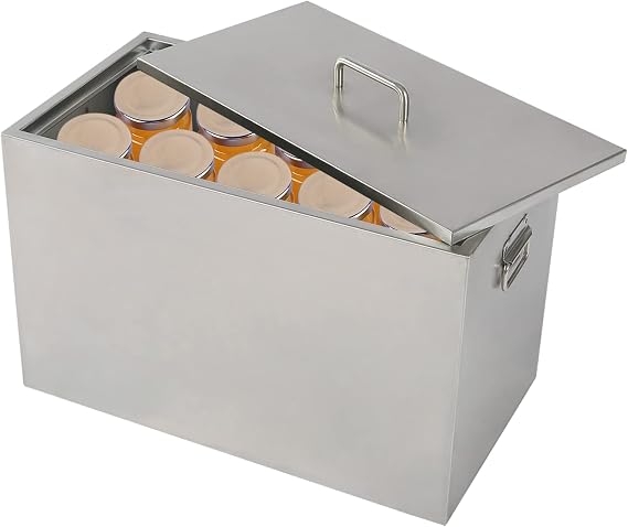 Water Bath Canner, 50L Stove Top Canner Pot 20.51 * 11.5 * 13in Boiling Water Canners with 2 Canning Racks, 201 Stainless Steel Large Stock Pot, Flat Bottom Brushed Canner