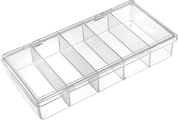 uxcell Component Storage Box PS Fixed 5 Grids Clear White 180x85x34mm | Electronic Component Containers Tool Boxes