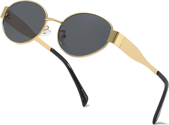 Metal Retro Oval Sunglasses UV400 Protection Classic Vintage Shades with Lightweight Durable Frames for Women Men