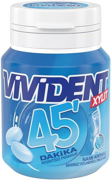 Vivident 45 Dakika Nane Aromalı Şekersiz-Tatlandırıcılı Draje Sakız Kutu 67g