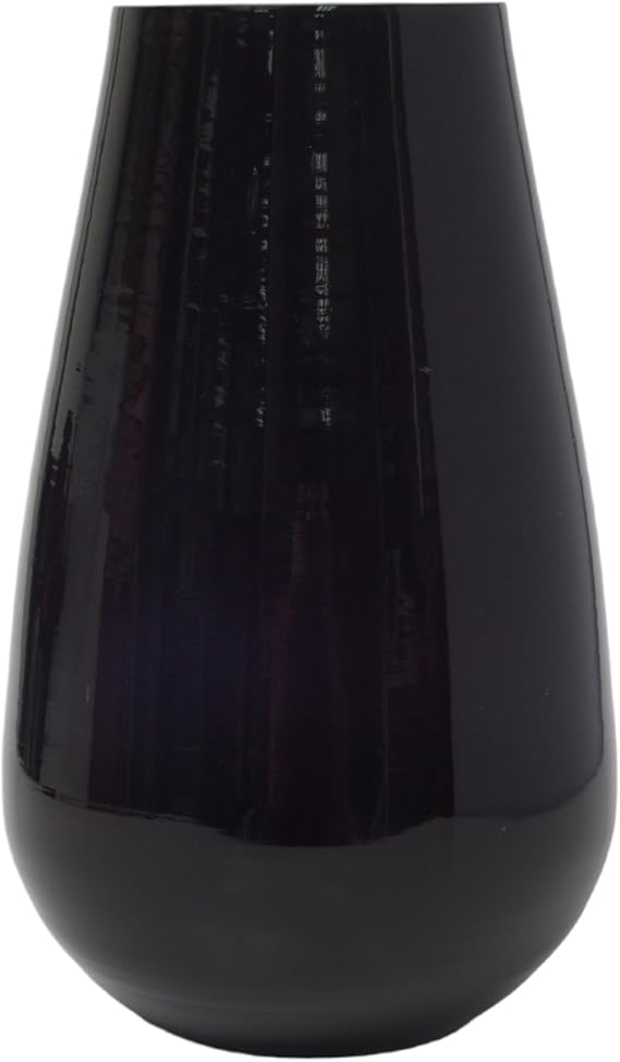 Hosley Black Glass Vase 8 Inch High Perfect for Kitchen, Bedroom, Living Room, Centrepieces, Office Desk Floral Arrangements