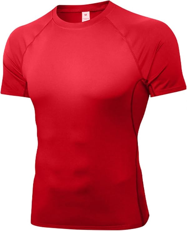 Men's Compression Shirts Short Sleeve Athletic Workout T-Shirt for Running Gym Training Quick Dry Base Layer Top