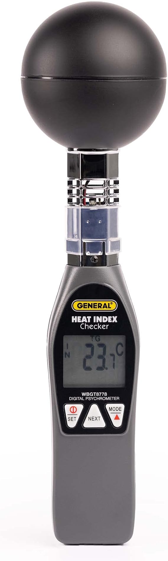 General Tools Deluxe Heat Index Monitor #WBGT8778 With 75 x 75 mm Brass Black Ball, 32 to 122 F, 0 to 100% RH