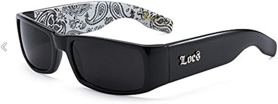 LOCS Sunglasses Hardcore Black 0103, Black / Bandana White, Adult