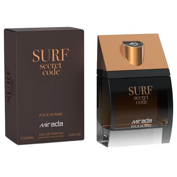 MIRADA Surf Secret Code, Men's Eau de Parfum (EDP) 3.4 FL. Oz (100ml), Mens Perfume with Notes of Green Apple, Cardamom, Green Mandarin, Orange Blossom, Nutmeg, Lavender, Leather, Tonka Bean, Amber