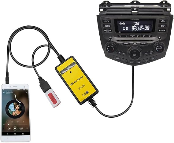 Car Audio AUX USB Input Adapter, CD Radio Upgrade Plug & Play for Honda Accord 2003-2012, City 2002-2011, CR-V 2005-2014, Civic 2006-2012, Odyssey 2005-2010, Acura TSX 2004-2011