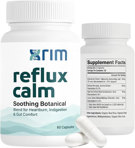 xrim Reflux Inhibitor - Natural Digestive Supplement for Stomach Comfort, Acid Balance & Nutrient Absorption - Betaine HCI with Pepsin - Vegan, Gluten Free & Non GMO - 90 Capsules
