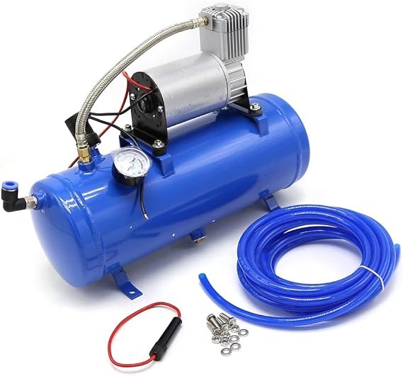Portable Air Compressor 12V 150PSI with 6L Tank, 3.8m Hose - High-Pressure Tyre Inflator for Cars, Vans, SUVs, Motorcycles, Bikes, Trucks & Emergency Roadside Assistance (Blue)