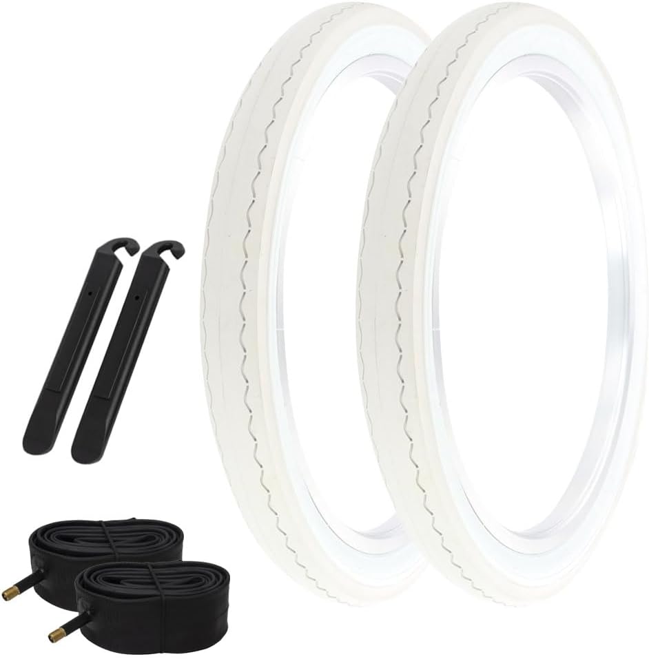 WESTWIND Pair of Bicycle TIRE in 20 x 2.125 GrayWhite Slick Tread 2 Tires WTubes & TIRE LEVERS G-5010