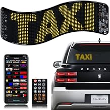 Gelrova Customizable LED Display, Flex LED Panel Sticker, Share Ride Driver Safety Car Sign Light Remote Control, Call 911 Custom GIFS Scrolling Programmable Sign, Car Star 6 Driver Version