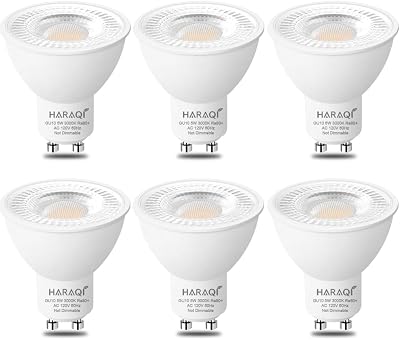 haraqi 6 Pack GU10 120V 5W LED Bulb, 400LM 5000K Daylight White Natural Light, 50W Equivalent Reflector Flood Replacement Light Bulbs for Kitchen Hood,Ceiling Fan,Table Lamps