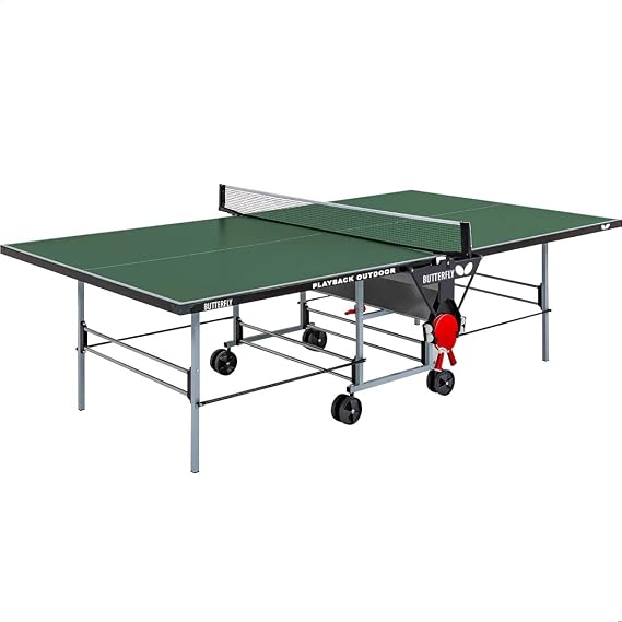 Butterfly Outdoor Playback Rollaway Table Tennis Table | Regulation Size - 9' x 5' x 2' 6" | Includes Net & Integrated Accessory Holder | : Top = 10-Years | Frame = 3-Years