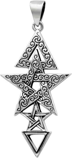 Dryad Design Sterling Silver Wiccan Jewelry - 3rd Degree Pentagram Pentacle Initiation Pendant