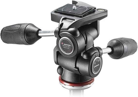 Manfrotto MH804-3W, MK II 3 Way Head in Adapto w/Retractable Levers, Independent Axis Control, Ergonomic Rubber Handle, for DSLR, CSC, Mirrorless