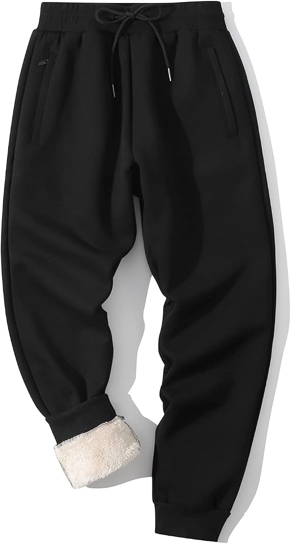Flygo Men's Fleece Pants Winter Active Joggers Sweatpants Thermal Sherpa Lined Pants
