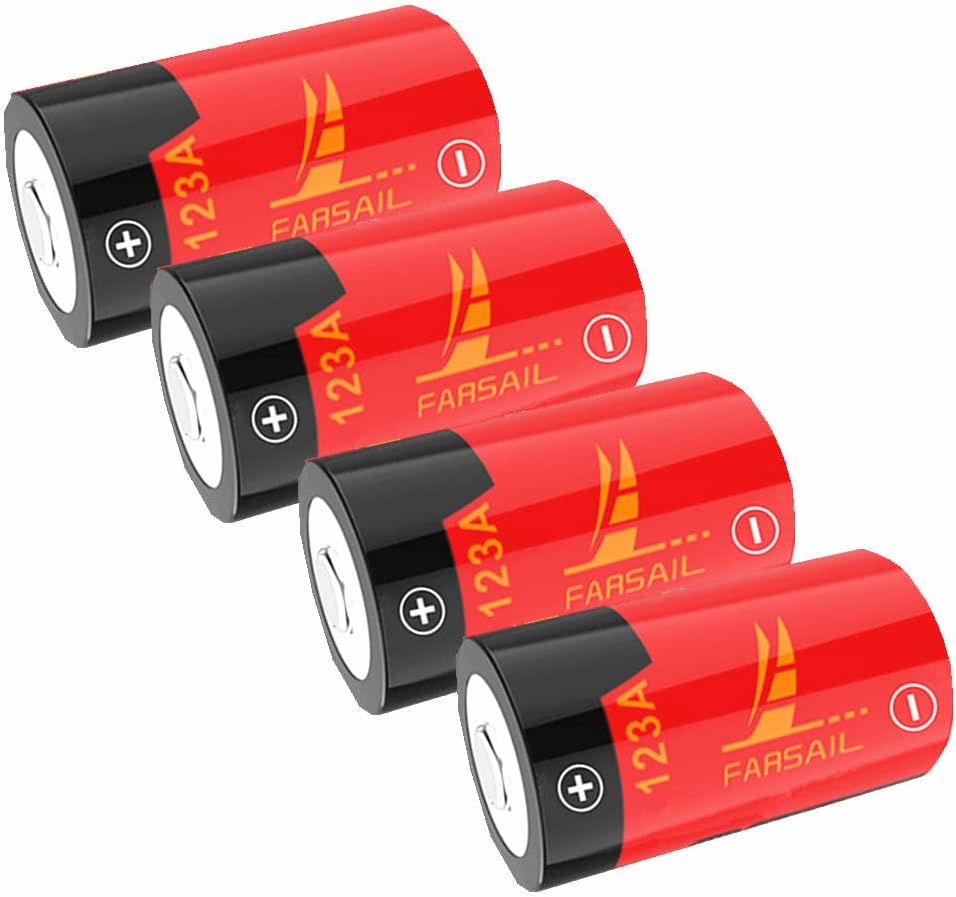 123A Rechargeable Batteries for Arlo, 4-Pack 800mAH ICR17335 NiMH Batteries for Arlo VMC3030 VMK3200 VMS3130 3230C 3430 3530 Wireless Security Cameras, Flashlight and More