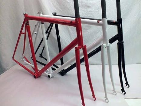 Unbranded Kilo TT Stripper Track Single Speed Frame & Fork Reynolds Cro Moly Steel (White Splash, 60cm)