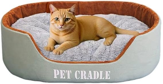 Dog Beds for Small Medium Dogs - Round Cat Beds for Indoor Cats, Washable Pet Bed with Removable Cushion for Puppy and Kitten, Slip-Resistant Bottom (Grey,Medium)