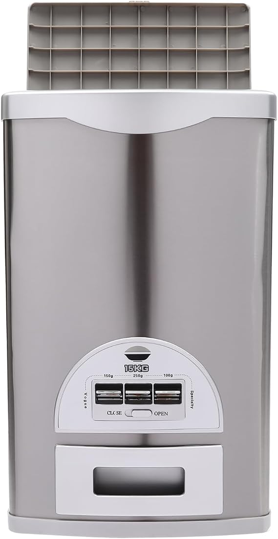 Rice Dispenser, Stainless Steel Rice Storage Dispenser, 33lbs Capacity Food Container Storage Box, Rice Holder Dispenser for Cereal Dispenser Storage Kitchen