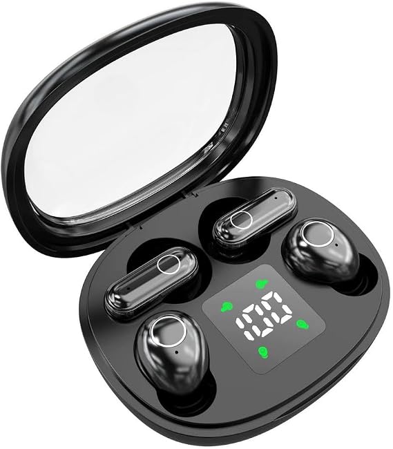 New Digital Display Mini 2-Pack Bluetooth Earbuds Small Earbuds Sleeping Sport Earbuds Headphones Alternating Invisible Life