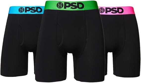 PSD Mens Underwear Mid Length Core Standard Boxer Briefs, Packs & Singles