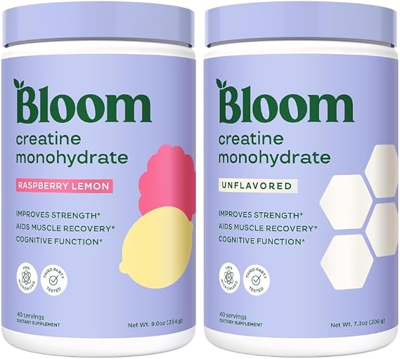 Bloom Creatine Monohydrate Bundle, Unflavored + Raspberry Lemon