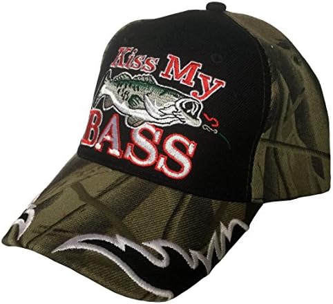 Kiss My Bass with Fish Fisherman 3D Embroidered Baseball Cap Hat