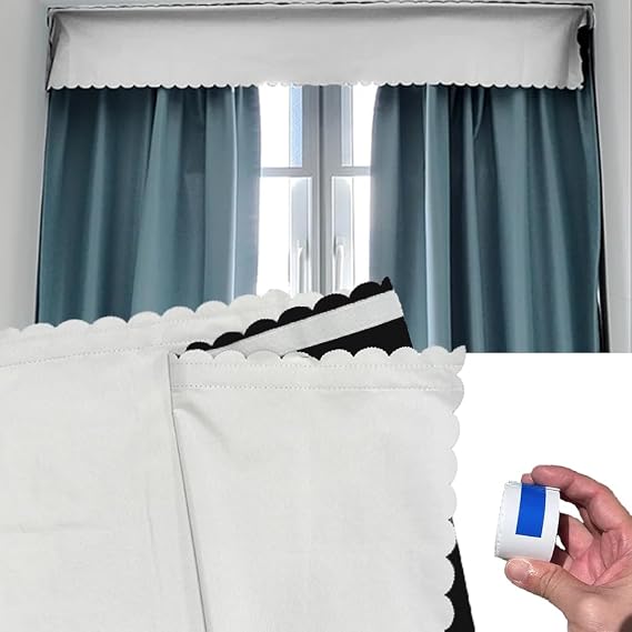 Top of Curtain Light Blocker, Light Blocking Curtains Toppers Portable Blackout for Window, Easy to Cut and Install Without Turning Holes (59 x 16.9 in)