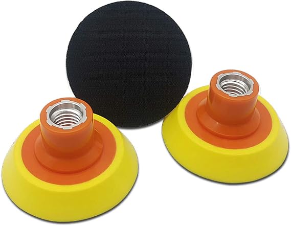 3PCS 3 Inch Hook & Loop Backing Plate, 5/8" Thread Sanding Backing Pads for Rotary Polisher and Sander