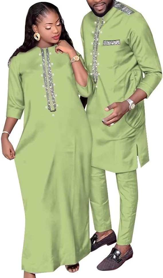African Clothes for Couple African Long Dresses and Dashiki Men Outfits Suit African Couple Outfits Matching Sets