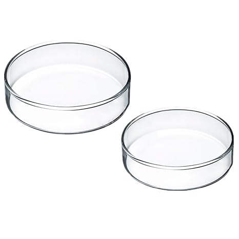 SYLALE Labware 2pcs 150mm Glass Petri Disheswith Lids, High Borosilicate Glass Lab Glassware Heat Resistant Thick Reusable Lab Dishes