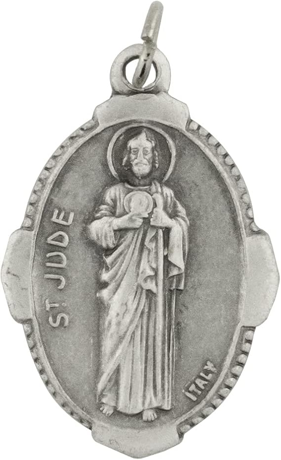 Venerare Silver-Tone Saint Medal Pendants |  with Prayer Card | Great Catholic Gift for Baptism, First Holy Communion, and Confirmation | Christian Accessory | Made in Italy (Saint Jude)