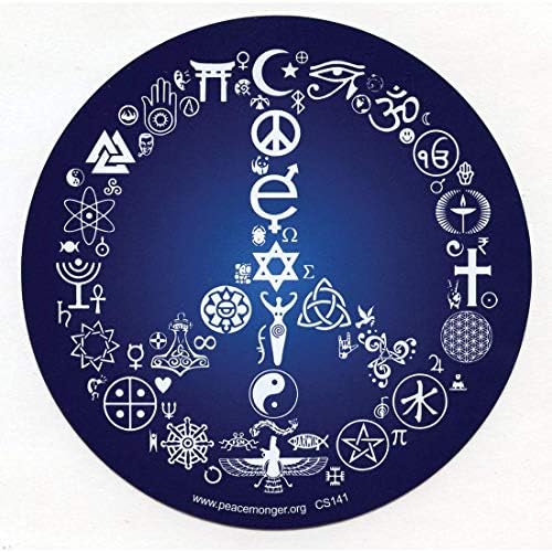 Peacemonger Coexist Word Symbol Peace Sign Esoteric Interfaith Bumper StickerDecal 5 Circular 6 Pack