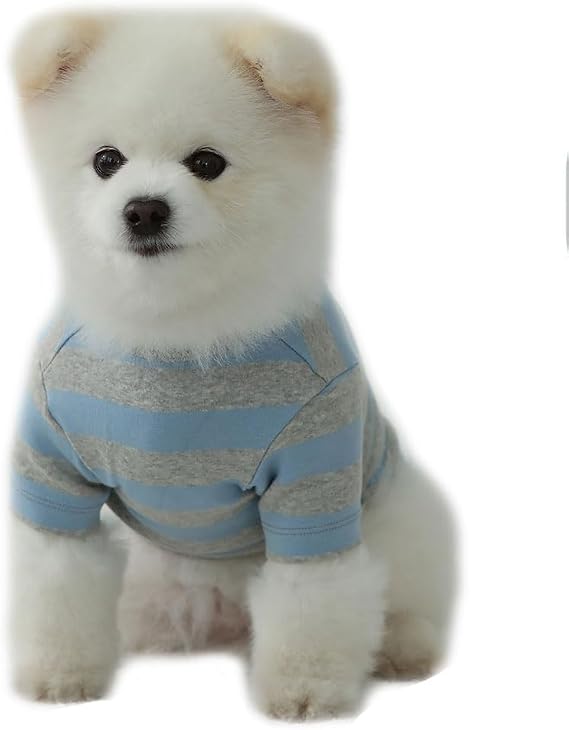 Dog Cotton Shirts for Small and Large Dogs Rugby Striped T-Shirts Soft Breathable Dog Shirt pet Clothes (X-Small, Blue/Gray)
