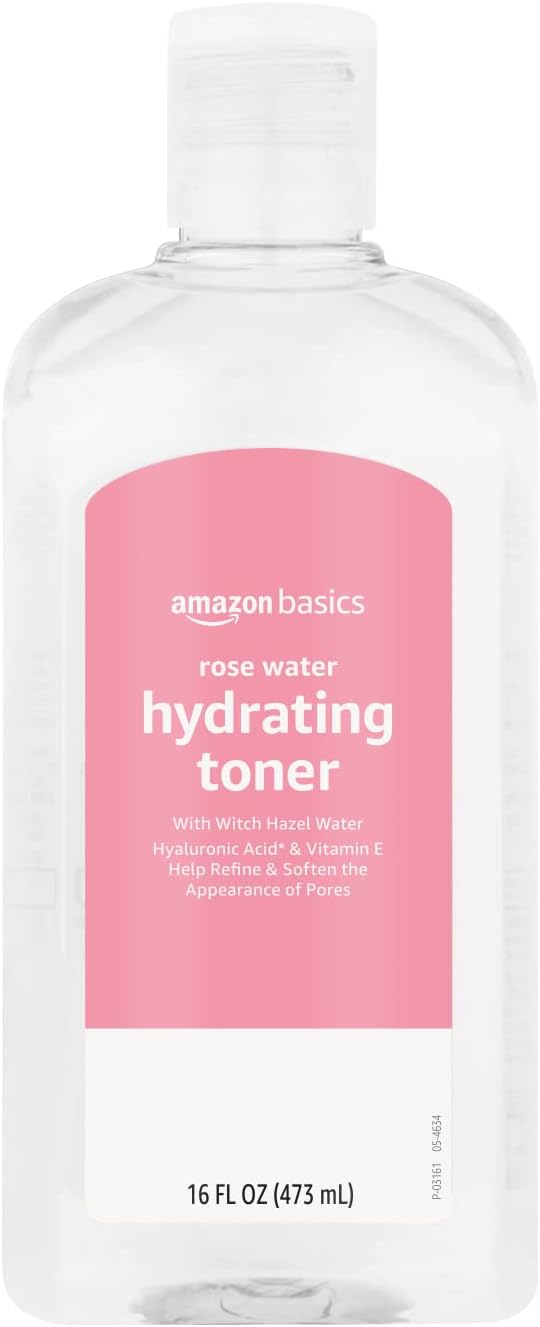 Amazon Basics Rose Water Hydrating Facial Toner, Alcohol Free, 16 fl oz