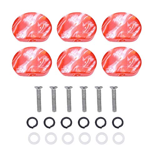 Tuning Button Red, 6Pcs Guitar Tuning Peg Tuners Machine Head Replacement Tuner Buttons Knobs Set for Guitar Accessory[#2]
