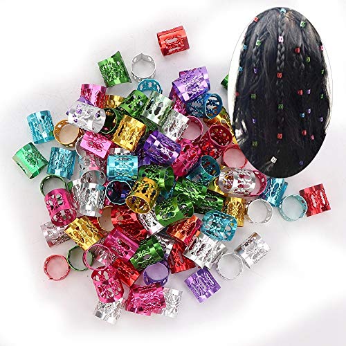 Hair Braid Cuffs - 100Pcs Multicolor Dreadlocks Beads Aluminum Dread Locks Metal Cuffs for Braiding, DIY Hair Styling