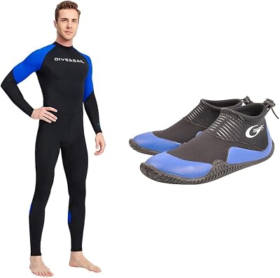 2 Pieces Wetsuit, Neoprene Dive Boots, Scuba Diving Surf Wetsuit Booties for Men Women 3MM-11y, Dive Skins for Women Men Full Body Swimsuit Rash Guard Scuba Skin Thin Wetsuit-2XL