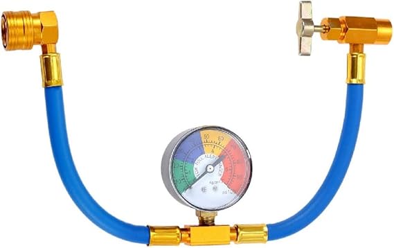 Aupoko R134A AC Refrigerant Charge Hose Kit 1/2" Self-Sealing Valve Can Tap | R134A 13mm Low Side Quick Coupler, Recharge Hose with Pressure Gauge, Fits for Car AC Air Conditioning Refrigerant
