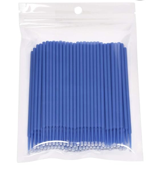Mini Skater 100 Pack Dental Micro Applicator Brush 2.5 mm Head Diameter Bendable Ultrafine Brushes for Eyelash Extensions Oral Using Personal Care Makeup (Blue (Large))