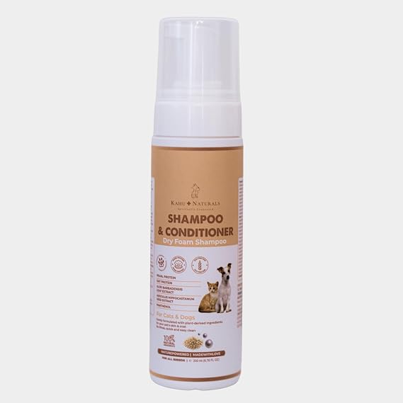 Kuru Köpük Şampuan ve Nemlendirici, Durulamasız, Kolay Tarama, Kedi ve Köpek, Organik içerikli, 200 ml