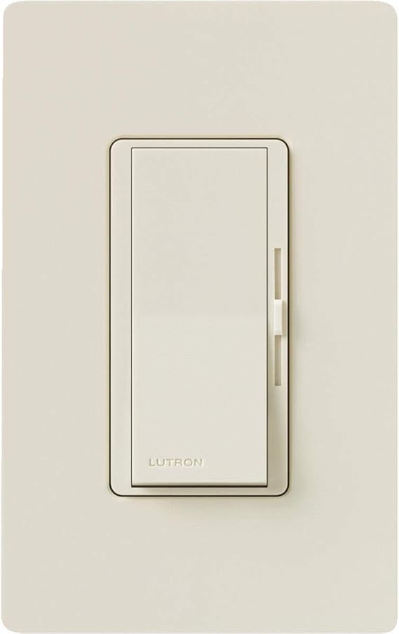 Lutron Diva LED+ Dimmer for Dimmable LED, Halogen and Incandescent Bulbs with Wallplate | 150W/Single-Pole or 3-Way | DVWCL-153PH-LA | Light Almond