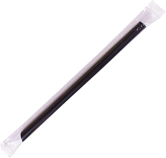 Karat [1,600 ct] 9" Boba Straws (0.39" Diameter), Individually Wrapped, Diagonal Cut | Black