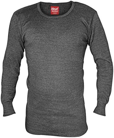 HEAT HOLDERS - Mens Winter Warm Thermal Underwear Long Sleeve Vest Top Shirt X-Large: 44-46 Chest, Charcoal