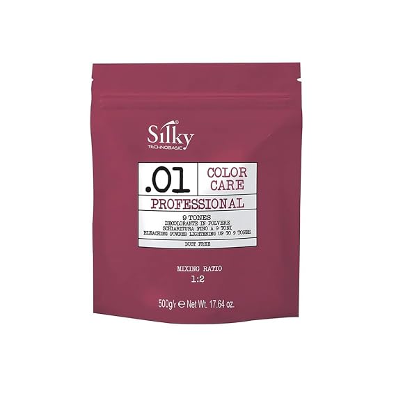 SILKY .01 Anti-Yellow Hair Bleach Powder - Bleach for Dark Hair with Up to 9 Tonesfor Smooth & Salon-Quality Results - Bleaching Powder with Lightening Formula Safe for All Hair Types - 17.64 Oz