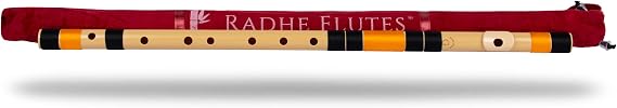 Radhe Flutes | PVC Fiber | G Natural Bansuri | Base Octave (26 Inches) | RIGHT Handed | With VELVET COVER | HARD Cardboard Tube for Hard Case